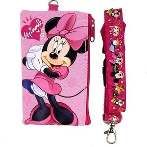 Minnie Mouse Lanyard With Detachable Coin Purse EUC